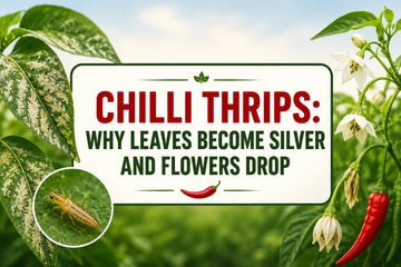 Chilli thrips causing silver leaves and flower drop in chilli plants
