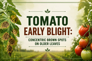 Tomato early blight causing brown spots with concentric rings on tomato leaves