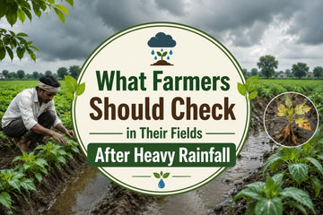 Farmer checking crops and waterlogging after heavy rainfall