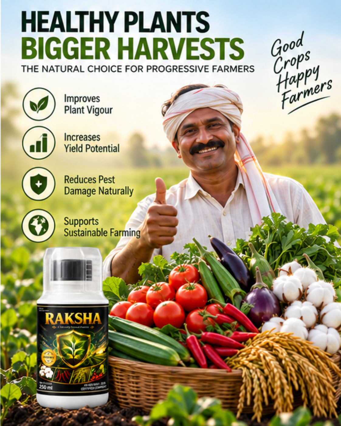Raksha Bio Insecticide – Broad Spectrum Insect Control for Vegetables and Field Crops