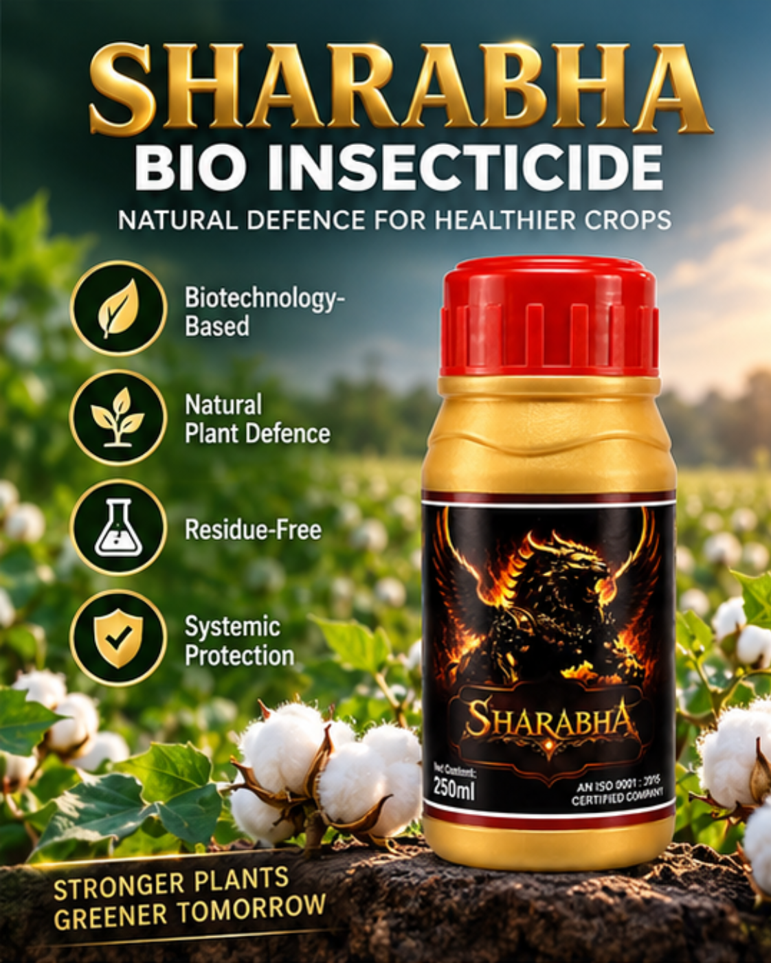Sharabha Bio Insecticide – Effective Control of Whiteflies, Aphids & Sucking Pests in Cotton