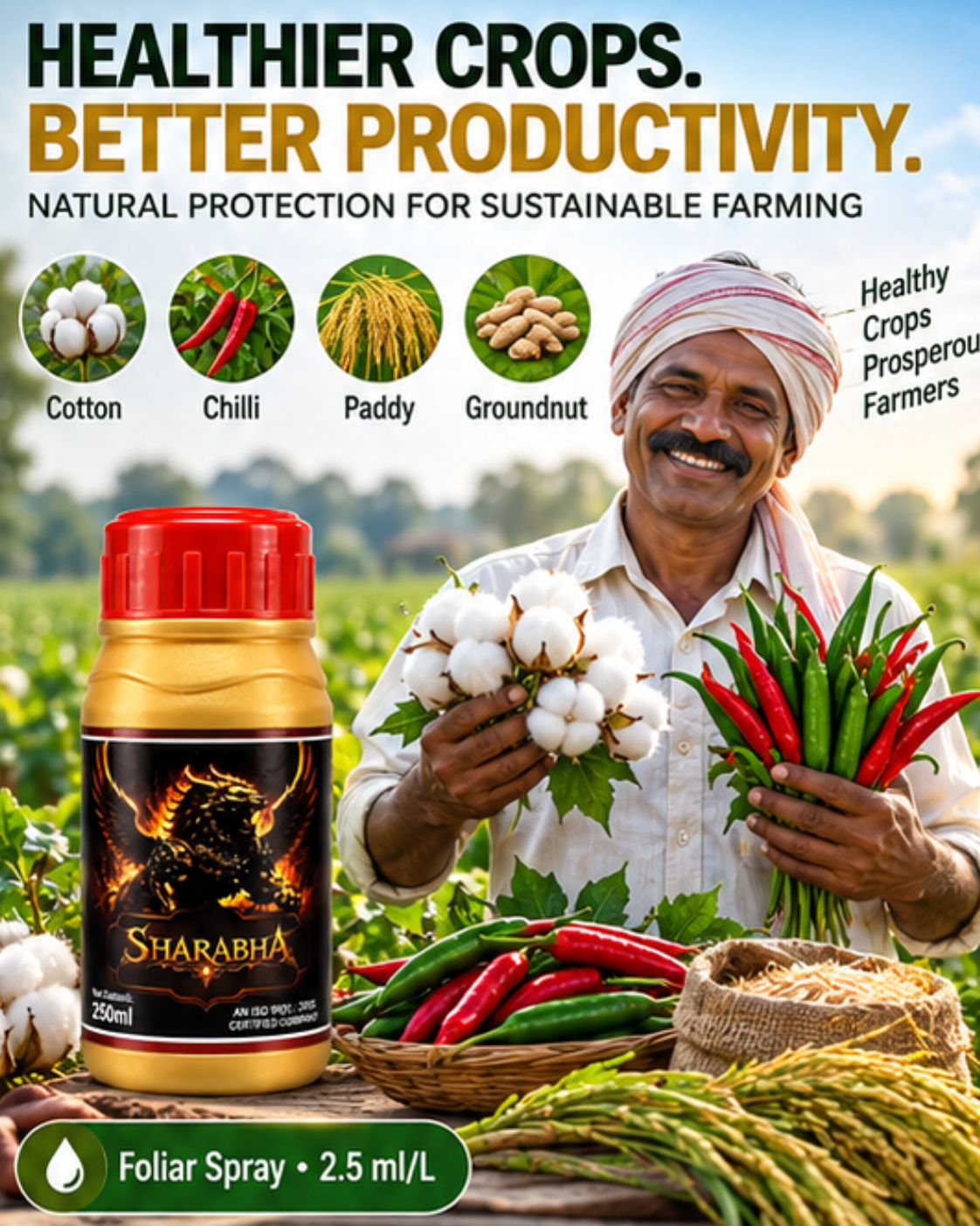 Sharabha Bio Insecticide – Effective Control of Whiteflies, Aphids & Sucking Pests in Cotton